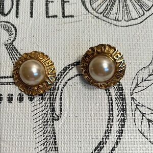 Gold Pearl Stud Earrings